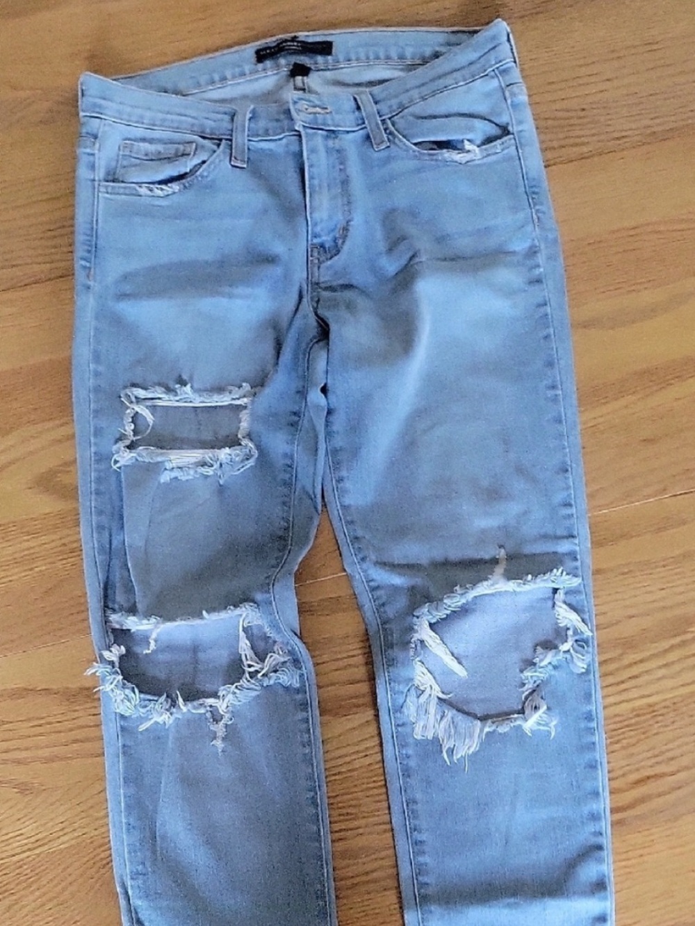 Flying Monkey Platinum Jeans Size 27 Light Wash Distressed Ripped Raw Hem